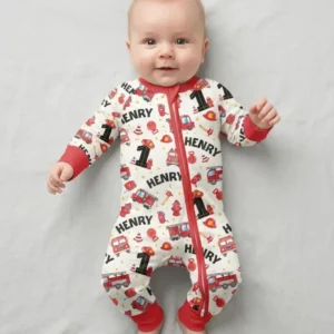 Custom Name Fire Truck Birthday Boy Bamboo Convertible Zippy
