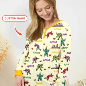 Custom Name Mardi Gras Chicken Chase Family Matching Bamboo Women Pajama Set