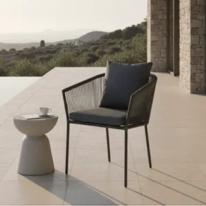 4er Set - Gartenstuhl Tavira Schwarz/Grau