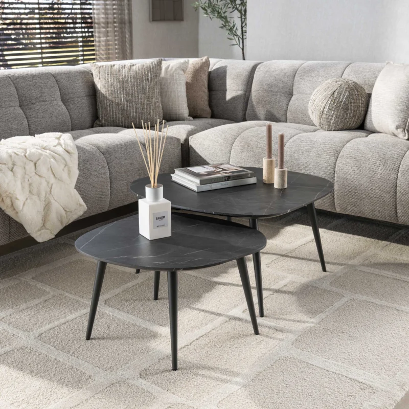 Couchtisch Onyx rock Set aus 2 / 3D Melamin graphite