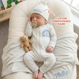 Personalized Little Miracle Blue Embroidered Bamboo Convertible Zippy