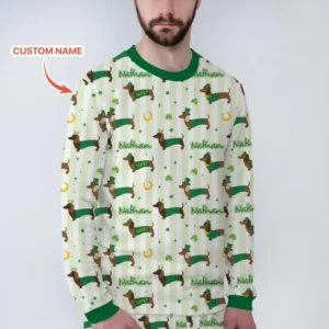 Lucky Dachshunds St. Patrick's Day Family Matching Bamboo Men's Pajama Set