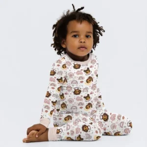 Afro African American Girl Bamboo Two Piece Long Sleeve Pajama Set