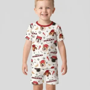 Custom Pet Photo This Is My Pawjama Bamboo Two Piece Short Sleeve Shorts Pajama Set