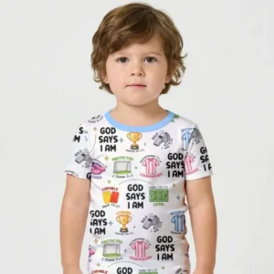 God Says I Am Soccer Bamboo Two Piece Short Sleeve Shorts Pajama Set