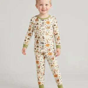 Cutest Critter In The Woods Custom Name Bamboo Two Piece Long Sleeve Pajama Set