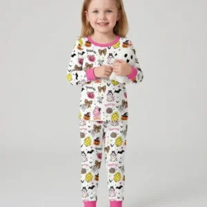 Custom Name Coquette Summerween Bamboo Two Piece Long Sleeve Pajama Set