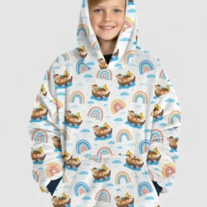 Noah’s Ark & God’s Rainbow Promise Wearable Bamboo Blanket Hoodie