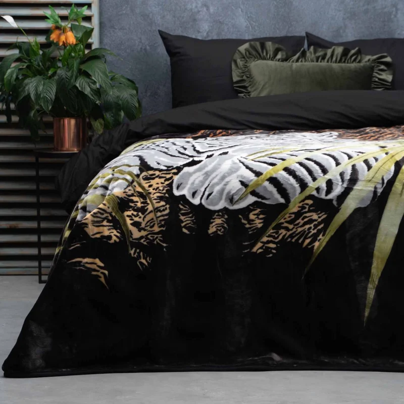 Geprägte Decke Schneetiger Schwarz