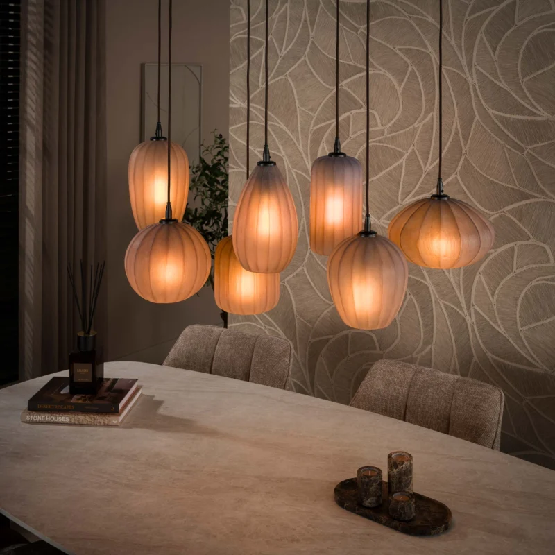 Pendelleuchte Altura 4+3-Fassungen / Sienna braun-frosted