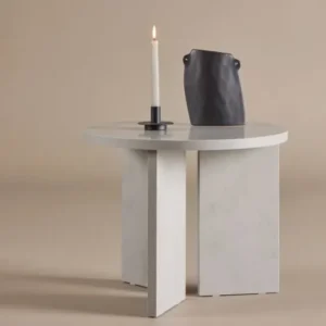 Couchtisch Heroli - stylischer Rundtisch mit asymmetrischem Stand