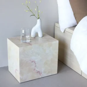 Beistelltisch Quadro – in Beige mit Steinoptik