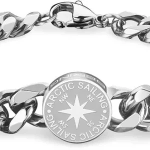 Edelstahl-Armband mit Gliederkette und rundem Schmuckplättchen mit Gravur
