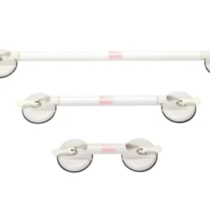 Drei Längenvarianten des mobilen Haltegriffs Solido von Drive Medical mit Saugnapf-Befestigung – 32,5 cm, 58 cm und 88 cm im Größenvergleich.