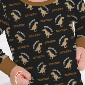 Custom Name Afikosaurus Bamboo Two Piece Long Sleeve Pajama Set