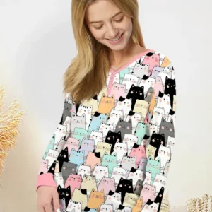 Purrfect Crowd Bamboo Women Pajama Set