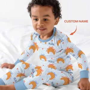 Breakfast Love Family Matching Bamboo Two Piece Long Sleeve Pajama Set