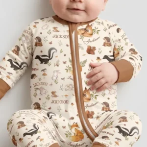 Custom Name Woodland Friends Bamboo Convertible Zippy