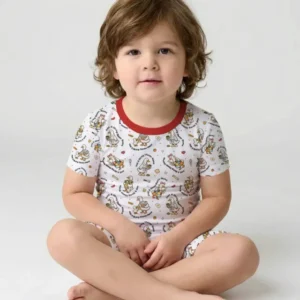 Just A String Cheese Mama Era Mommy & Me Bamboo Two Piece Short Sleeve Shorts Pajama Set