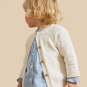 Baby-Cardigan mit Lochmuster – Bio-Baumwolle