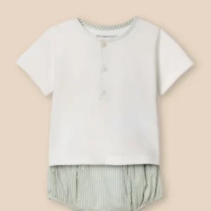 Set T-Shirt und Bloomer aus Seersucker