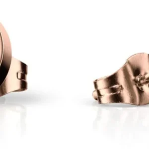 Ohrstecker aus Edelstahl mit blauem Stein und Strass im runden Roségold-Look