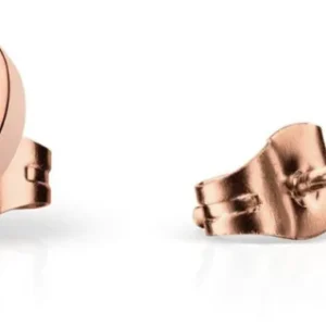 Herzförmige Ohrstecker aus Edelstahl mit schwarzem Herz und roségoldener Fassung, funkelnden Steinen