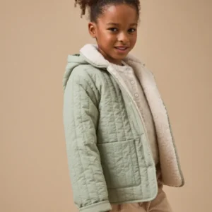 Mädchen Steppjacke mit Sherpa-Kragen