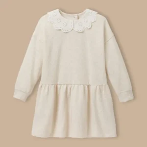 Kleid mit großem besticktem Kragen, Bio-Baumwolle