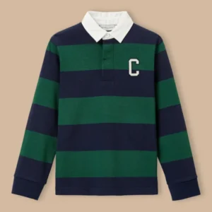 Jungen Rugby-Poloshirt, gestreift