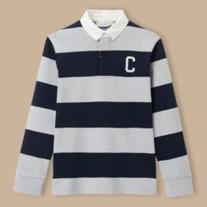 Jungen Rugby-Poloshirt, gestreift