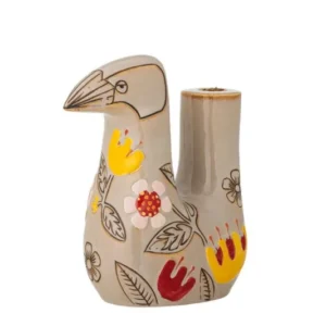 Kerzenhalter Aviya – Handbemalte Vogelfigur mit floralen Details