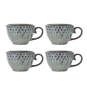 Becher-Set Lela – Grau, gefertigt aus Steingut (4er-Set)