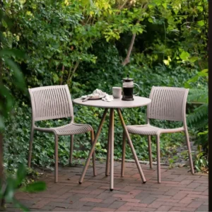 Garten Beistelltisch Mavlina - aus Stahl in Taupe