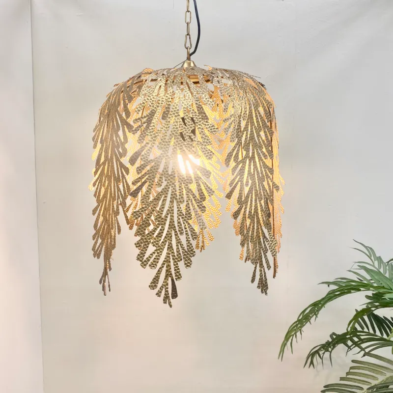PTMD Joff Deckenleuchte Golden Metall Floral Lampe