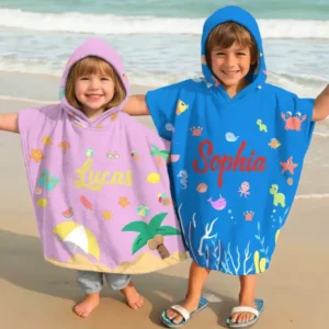 Personalised Fruits Palm Tree Marine Animals Bamboo Swim Poncho