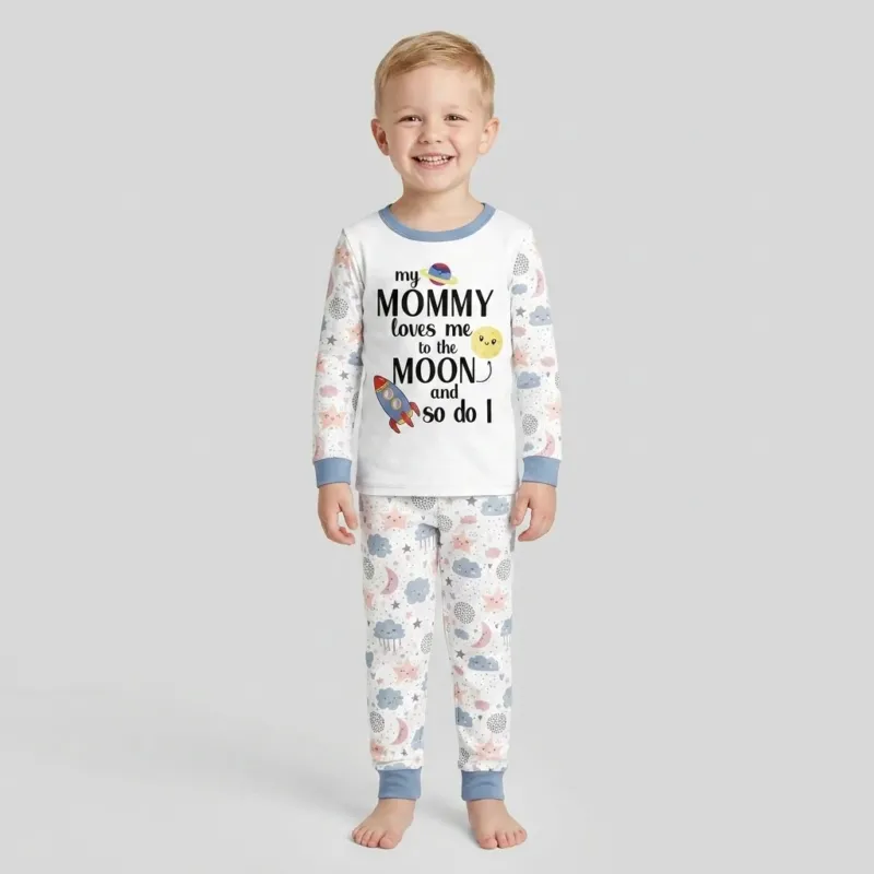 My Mommy Loves Me To The Moon And So Do I Bamboo Two Piece Long Sleeve Pajama Set