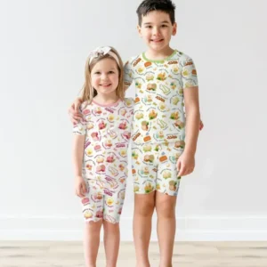 Ramadan Mubarak Matching Family Bamboo Two Piece Short Sleeve Shorts Pajama Set