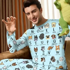 Funny Dogs Alphabet Bamboo Men's Pajama Set