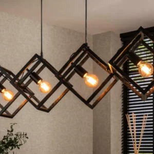 Pendelleuchte „Orlis“ – 4 Leuchten angeordnet im Cube-Design in Anthrazit