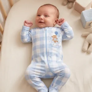 Little Bear Heaven Embroidered Bamboo Zipper Footie