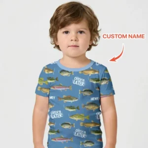 Catch Ya Later Matching Daddy & Me Bamboo Two Piece Short Sleeve Shorts Pajama Set