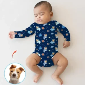Astronaut Custom Pet Image Family Matching Bamboo Bodysuit