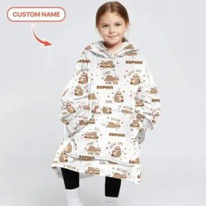 Custom Name Cute Sloth Bamboo Blanket Hoodie