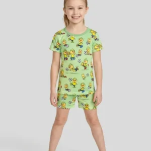 Brasil Soccer Fan Family Matching Bamboo Two Piece Short Sleeve Shorts Pajama Set