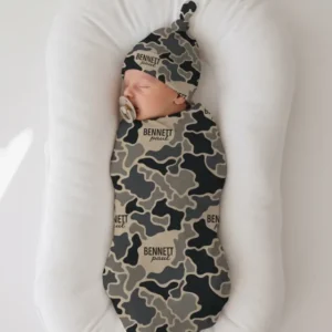 Custom Name Little Camo Scout Bamboo Swaddle Blanket