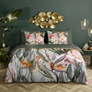 Descanso Satin Bettdecke "Modena" - Grün - Dubbele instopflap