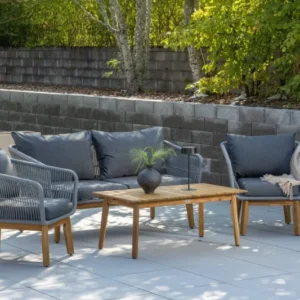 Garten Lounge Set Sorena – 4 teiliges Set in Grau