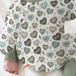 Personalized Camo Candy Hearts Bamboo Convertible Zippy
