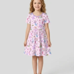 Custom Name Birthday Mermaid Bamboo Twirl Dress